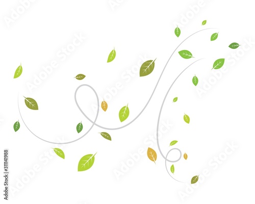 fallen leaves and bowing  wind vector illustration design