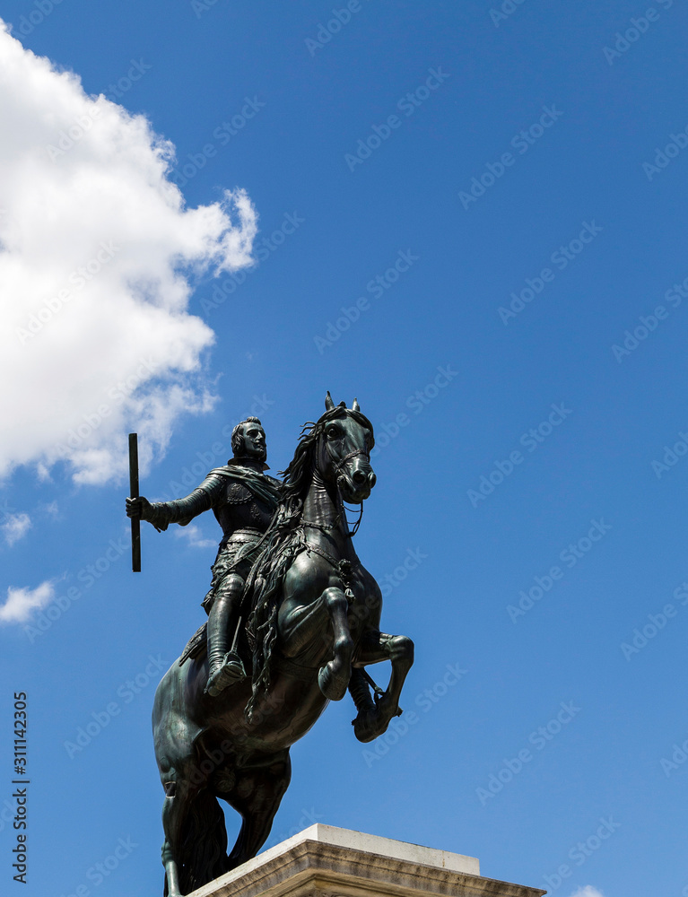 the sculpture in the square,madrid,spain