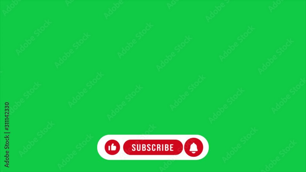4k Subscribe like bell icon youtube button animation motion graphic pop up wave looping over and over repeat with chroma green screen background