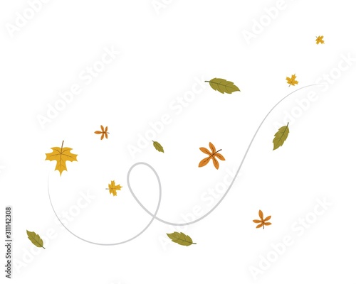 fallen leaves and bowing  wind vector illustration design
