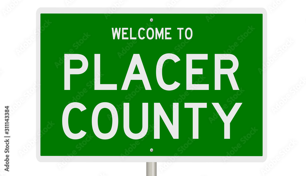 Rendering of a gren 3d highway sign for Placer County