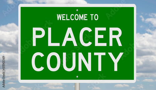 Rendering of a gren 3d highway sign for Placer County