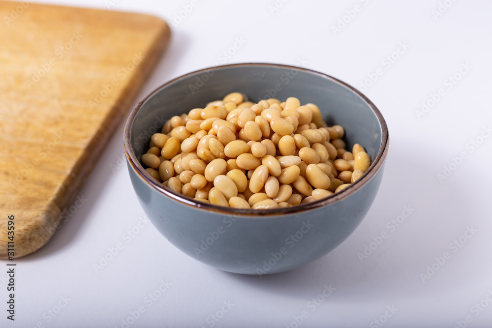 bowl with yellow soy beans
