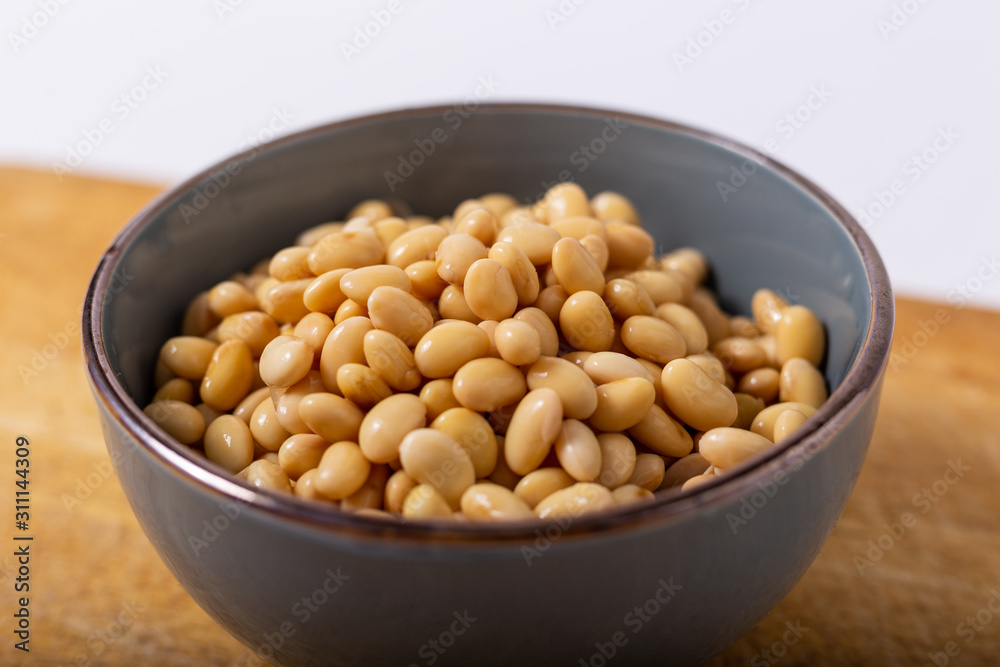bowl with dry soy beans