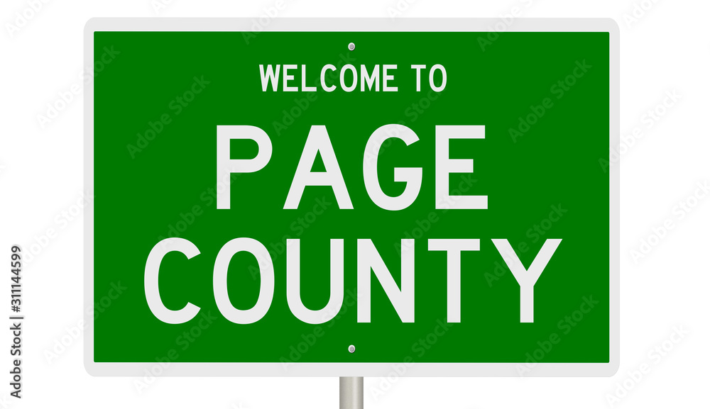 Rendering of a gren 3d highway sign for Page County Rendering of a gren 3d highway sign for Page County