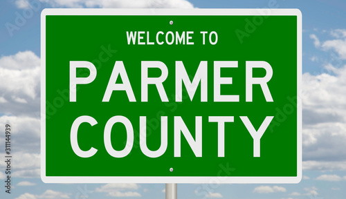 Rendering of a gren 3d highway sign for Parmer County photo