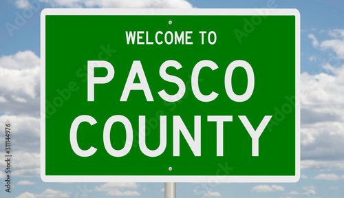Rendering of a gren 3d highway sign for Pasco County