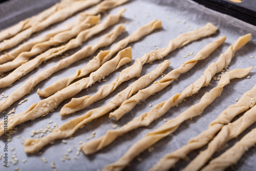 Homemade puff sticks with sesame sesame to bake Homemade puff sticks with sesame sesame to bake