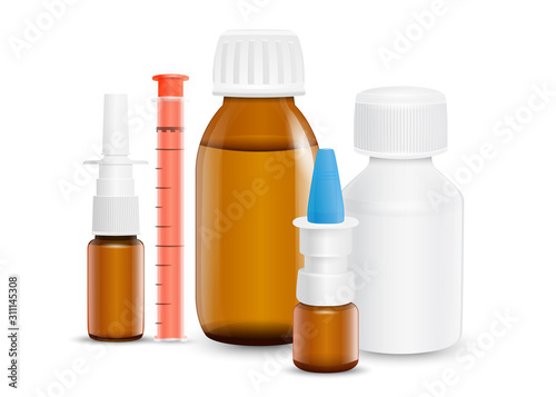 Set of medicines for the treatment of various ailments and symptoms.