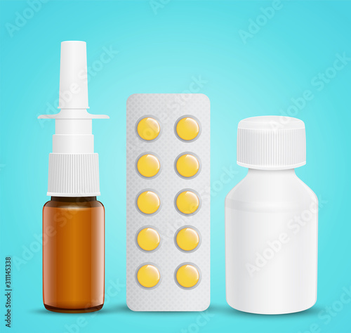 Set of medicines for the treatment of various symptoms.
