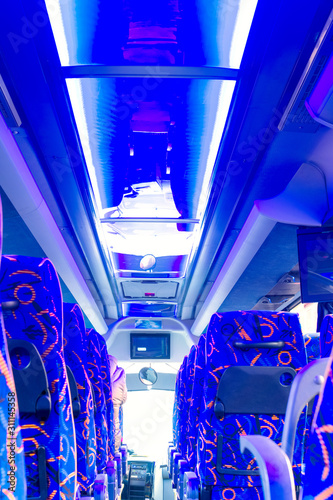 Modern neon interior lighting bus