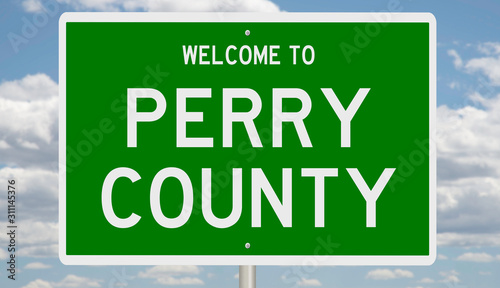 Rendering of a gren 3d highway sign for Perry County