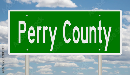 Rendering of a gren 3d highway sign for Perry County photo