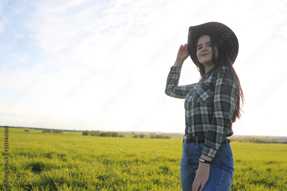 A girl travels the summer in the country A girl travels the summer in the country