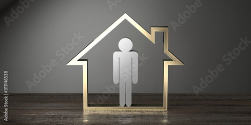 Obraz na plátně House shape, man shape - real estate, insurance concept - 3D rendering