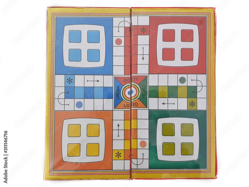 Ludo board isolated on white background. Ludo is a strategy board game for  two to four players. Stock Photo | Adobe Stock