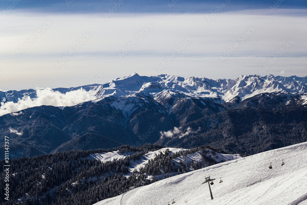 the top of Mount Snow winter ski resort
