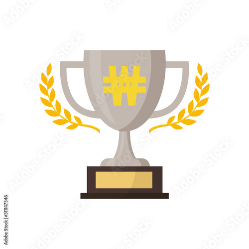 Silver trophy with gold won sign,vector illustration