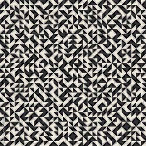 Funky art deco intricate tiny random triangle Truchet tiling. Subtle variation in color. Interesting detailed generative art seamless repeat vector pattern swatch.