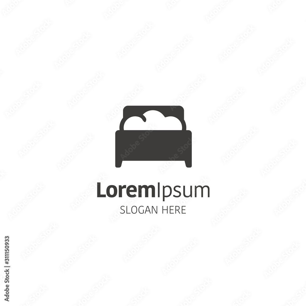 Bed and cloud logo design template on white Bed and cloud logo design template on white