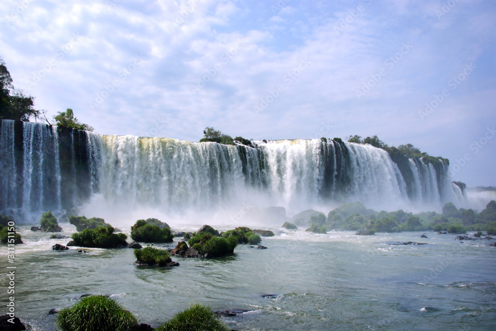 Iguazu River Falls between the countries of Argentina and Brazil Iguazu River Falls between the countries of Argentina and Brazil