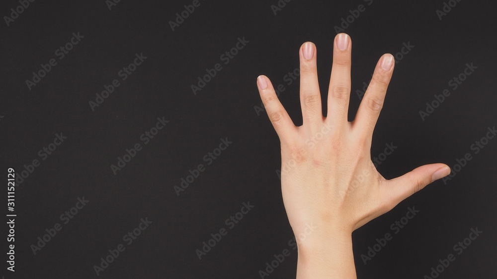 Empty Back hand five finger on black background. Empty Back hand five finger on black background.