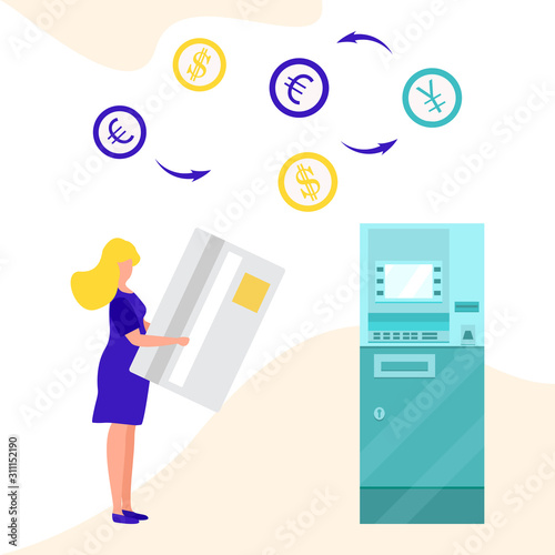 Vector ATM people bank card Financial operations