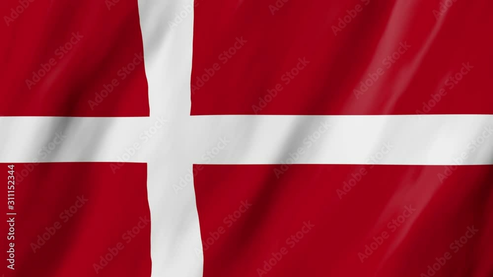 The Danish flag flag in 3d, waving in the wind, on close The Danish flag flag in 3d, waving in the wind, on close