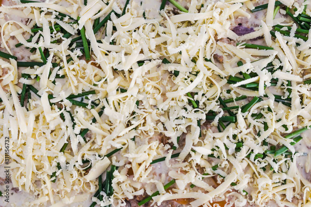 eggplant parmigiana with vegan cheese before going in the oven eggplant parmigiana with vegan cheese before going in the oven