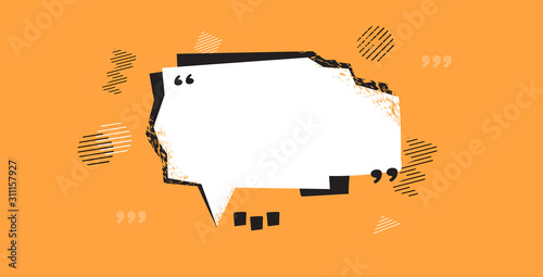 retro empty speech textbox or think banner communication quote template concept sticker design for text talk message or dialog horizontal vector illustration