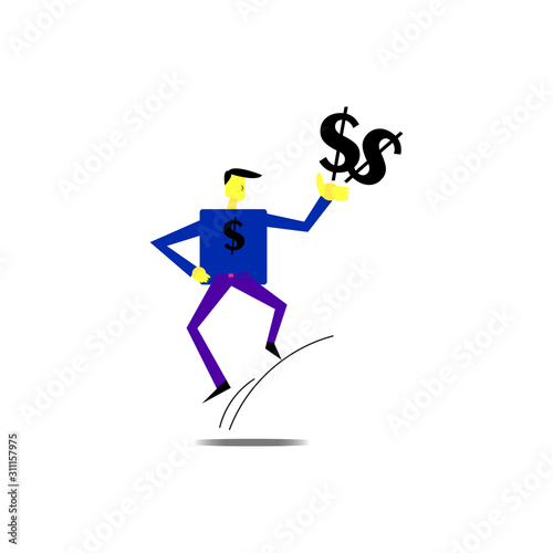 Running businessmen character vector illustration. Businessmen runner cartoon character