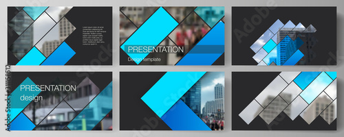 The minimalistic abstract vector illustration of the editable layout of the presentation slides design business templates. Abstract geometric pattern creative modern blue background with rectangles.