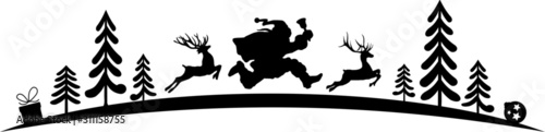 Running Santa Claus and Reindeers