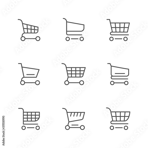 Set line icons of shopping cart