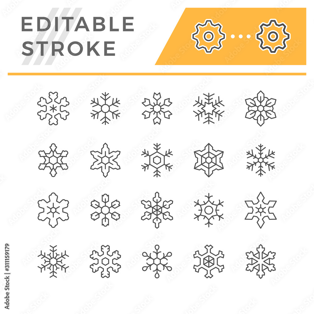 Set line icons of snowflake