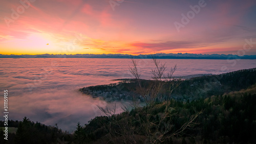 Sonnenaufgang über dem Nebelmeer, Blechenflue