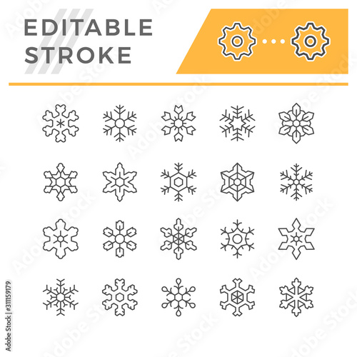 Set line icons of snowflake