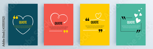 Quote frames blank templates set. Text in brackets, citation empty speech bubbles, quote bubbles. Textbox isolated on color background. Vector illustration. photo