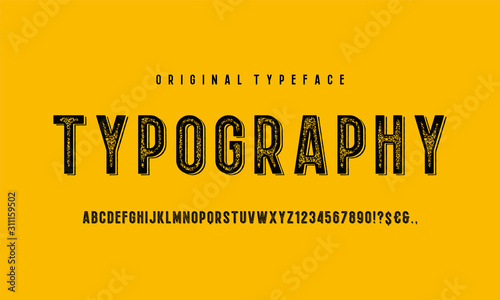 Vintage Retro Alphabet Vector Font. Type letters, numbers. Distressed vintage design vector font.