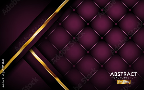 Abstract luxurious dark purple with golden lines background design.