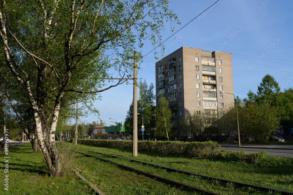 Komsomolskaya street in the city of Cherepovets. Vologda Region Komsomolskaya street in the city of Cherepovets. Vologda Region
