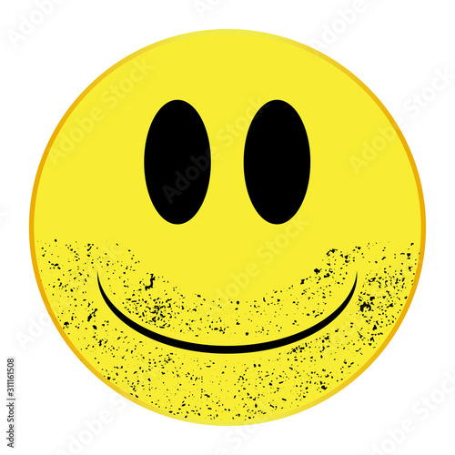 Stubble Smile Face Isolated Button