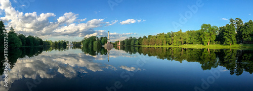 lake in forest panorama