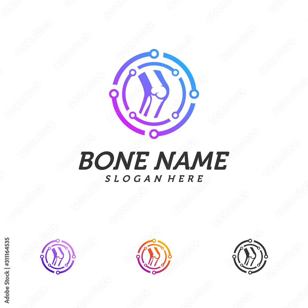 Tech Bone logo design template. Concept Vector of human body health. Emblem symbol Icon.