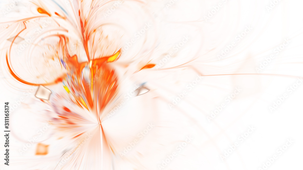 Abstract holiday background with blurred orange rays and sparkles. Fantastic light effect. Digital fractal art. 3d rendering. Abstract holiday background with blurred orange rays and sparkles. Fantastic light effect. Digital fractal art. 3d rendering.