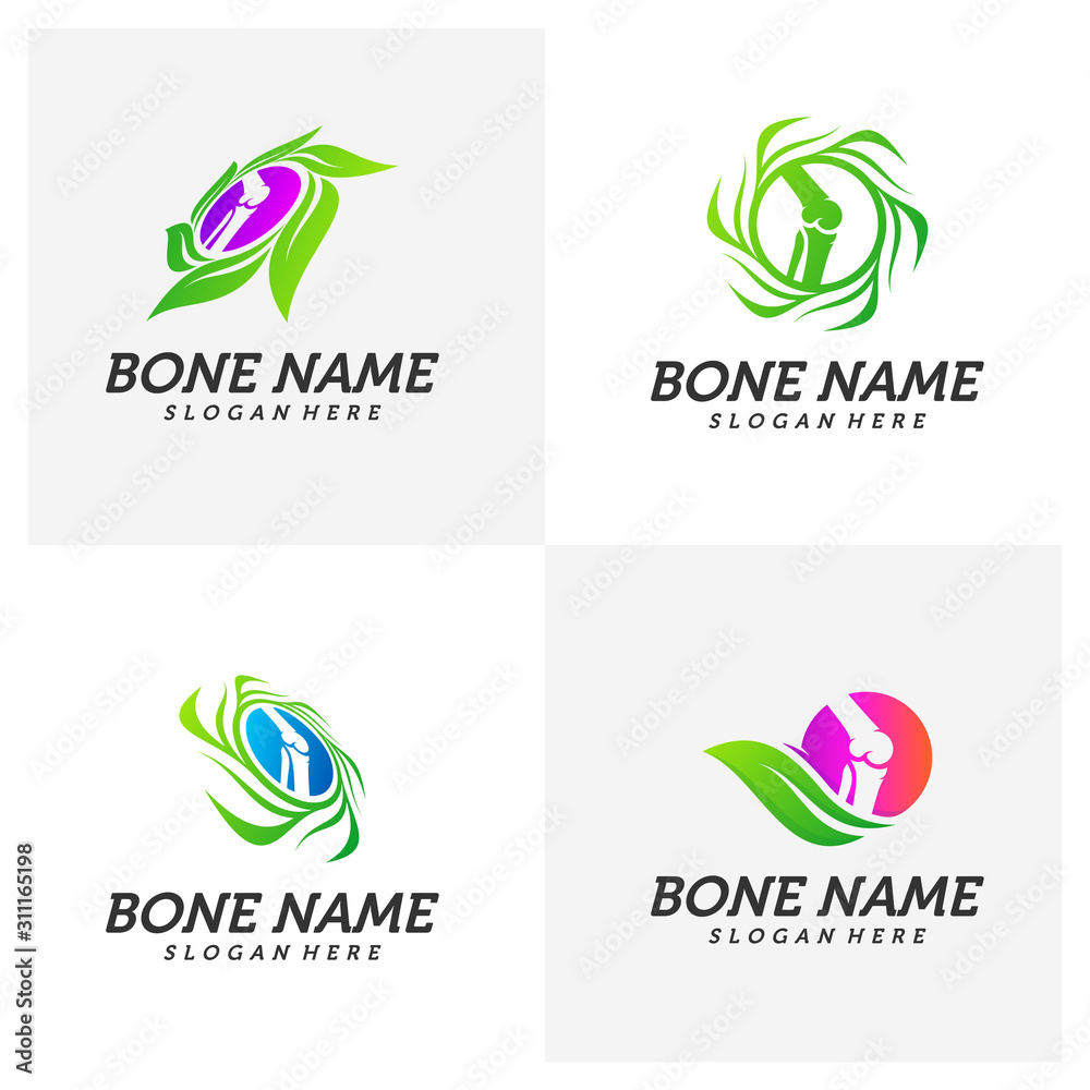 Set of Nature Bone logo design template. Concept Vector of human body health. Emblem symbol Icon. Set of Nature Bone logo design template. Concept Vector of human body health. Emblem symbol Icon.