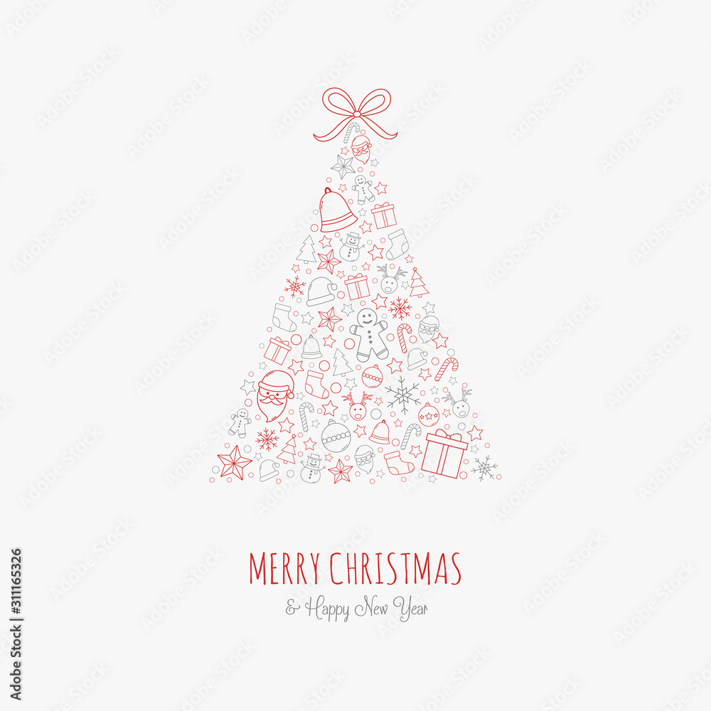 Beautiful Christmas tree with icons and wishes. Vector Beautiful Christmas tree with icons and wishes. Vector