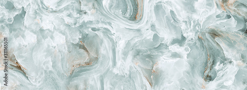 Polished onyx marble with high-resolution, aqua tone emperador marble, natura...