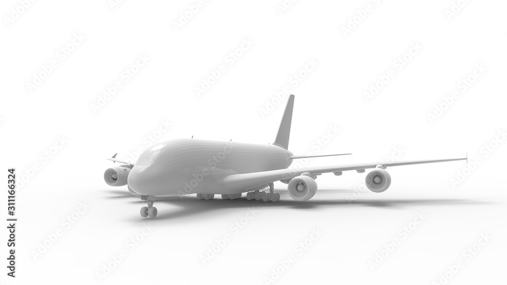 Fototapeta premium 3d rendering of a commercial jumbo jet isolated in studio background
