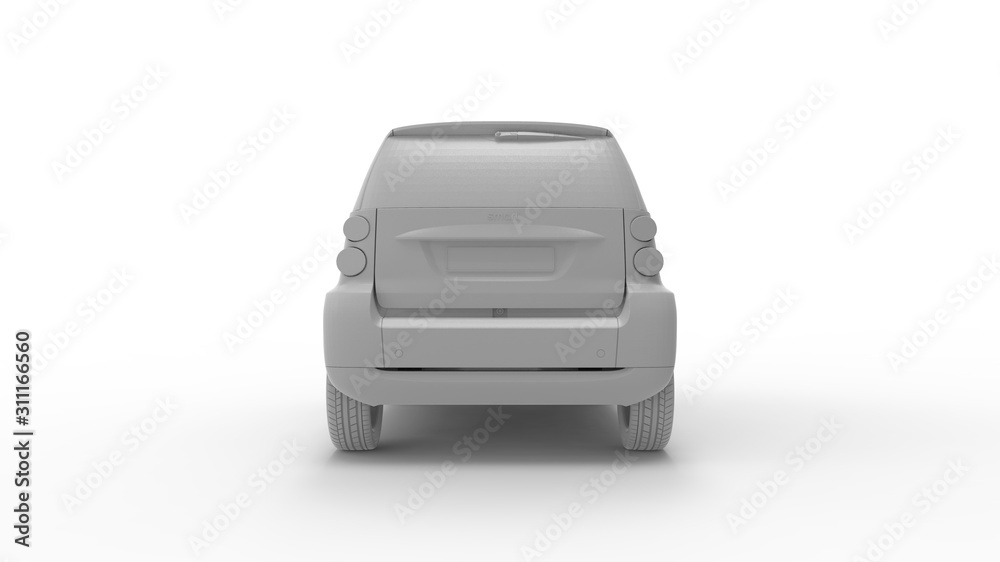 3d rendering of a small urban city electric car isolated in white background